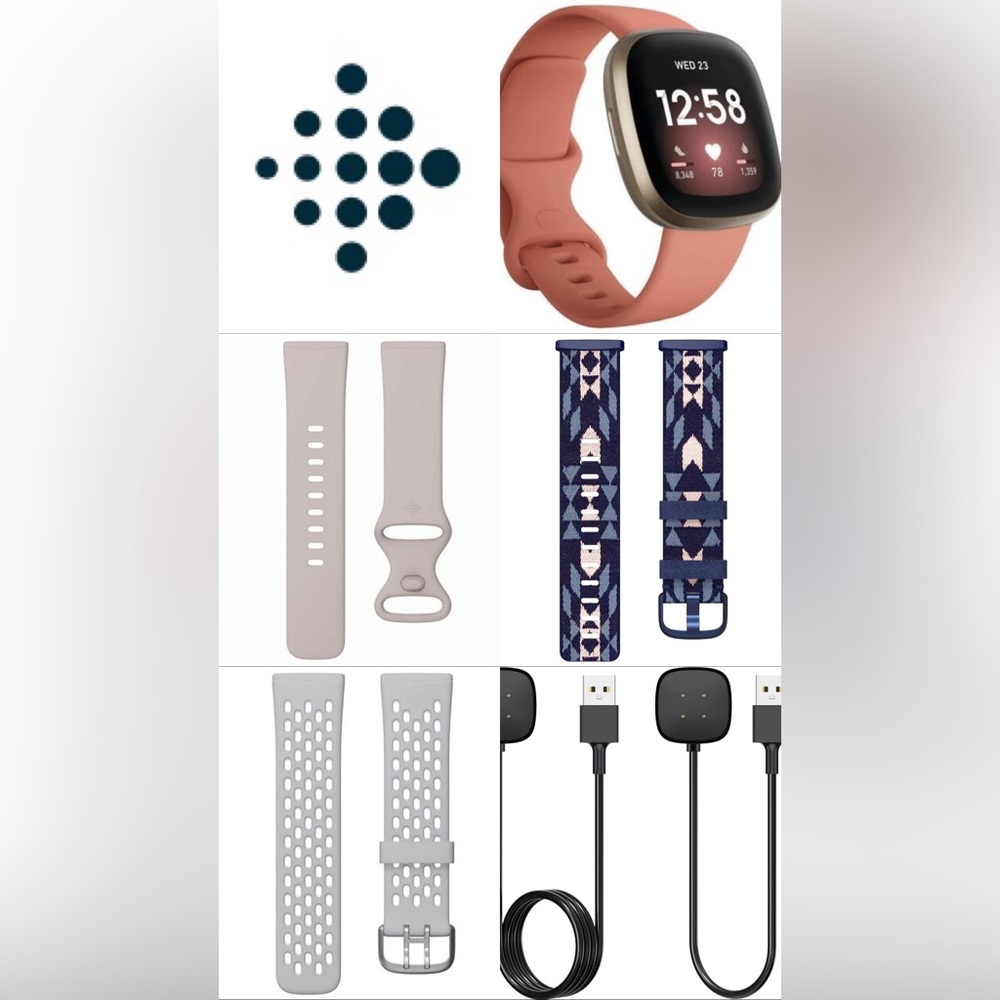 Fitbit Versa 3 Smartwatch w/ 3 Bands & 2 Chargers (retail: $374!)